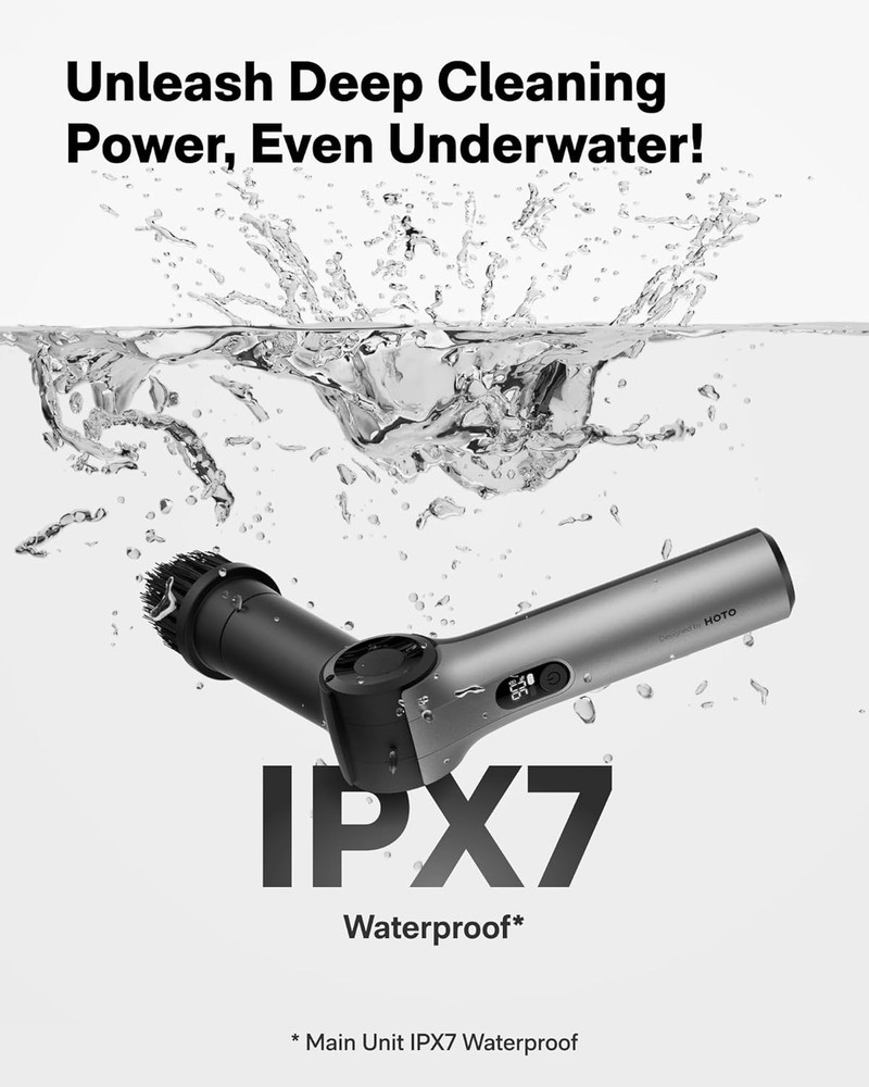 HOTO Flexi Cordless Electric Spin Scrubber, Adjustable Angle. NEW