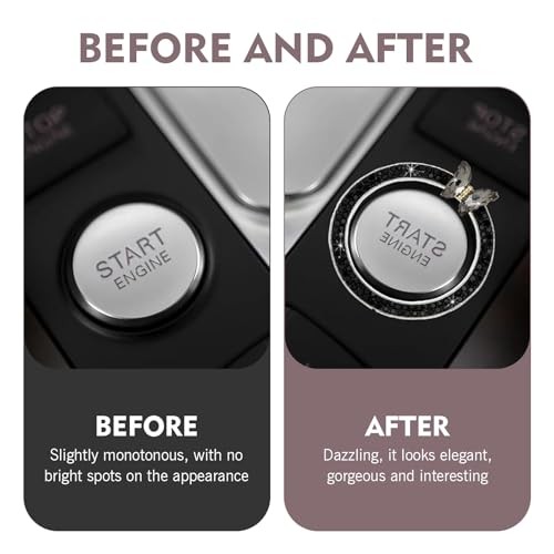 Car Engine Start Stop Decorative Ring, Bling Butterfly Diamond Start 1 PC Black