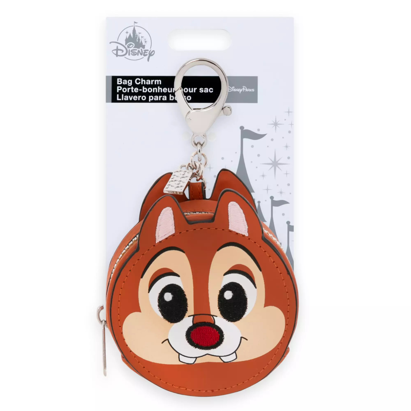 Disney Chip 'n Dale Two-Sided Zip Close Coin Purse/Bag Charm NEW
