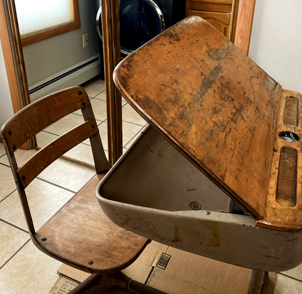 school desk with attached chair