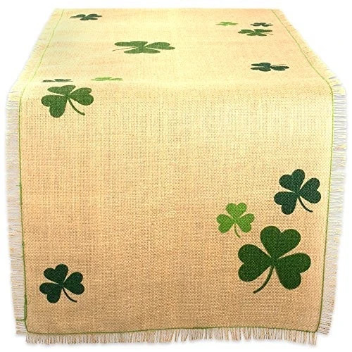 St. Patrick's Day Collection Tabletop Table Runner, 14x74" Rectangular Shamrock