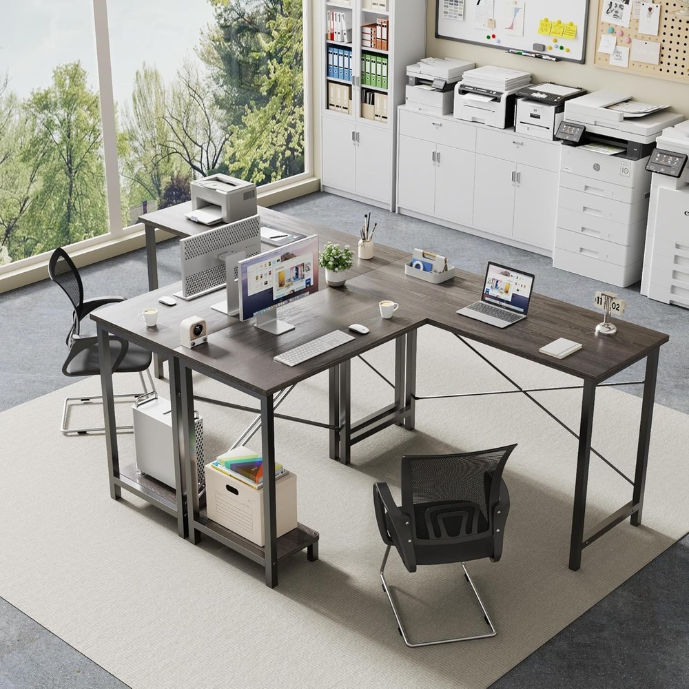 L Shaped Desk Gaming Computer Desks Corner Office Table W/ CPU Shelf Home Study