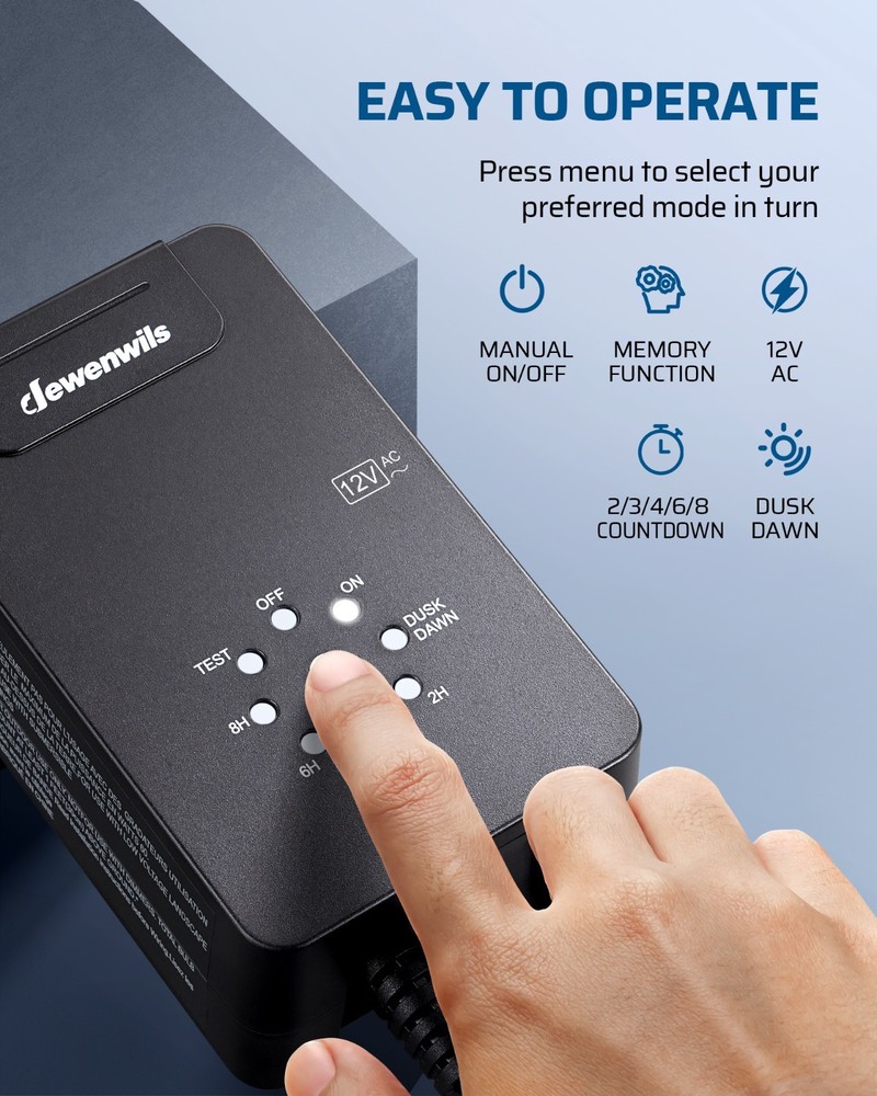 DEWENWILS 60W Low Voltage Landscape Transformer, Weatherproof, Sensor & Timer