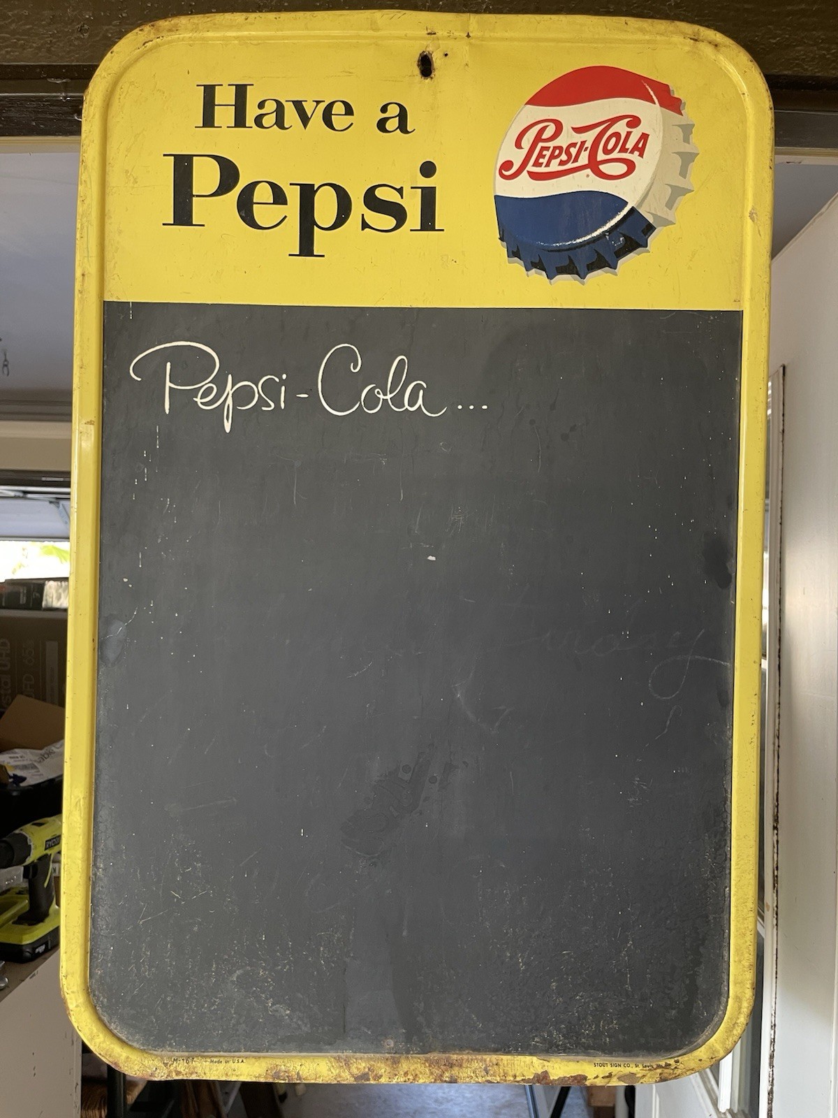 1958-61 Pepsi Metal Chalkboard Sign Blueback
