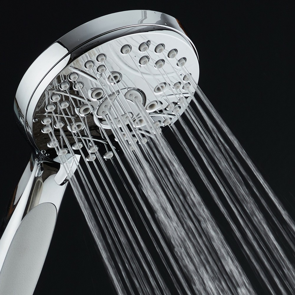 AquaSpa High Pressure 6-setting Handheld Shower Head – 6 FT Hose – Wall Bracket