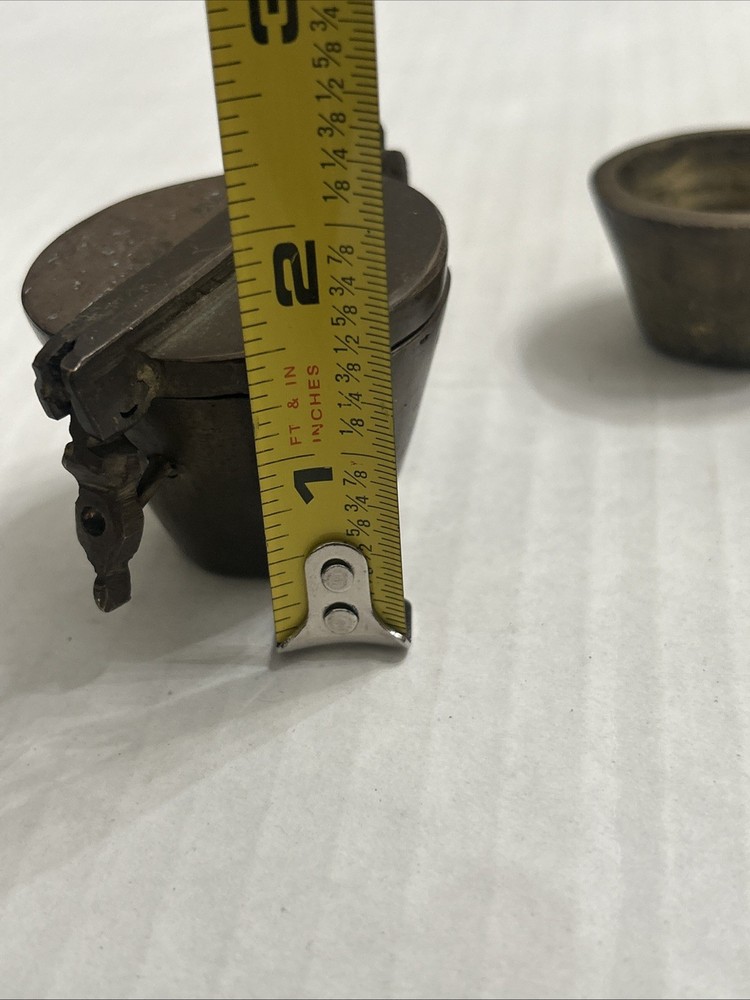 Antique 18th Century Solid Thick Brass Lidded Case And Nested Weigth Set 4 Piece