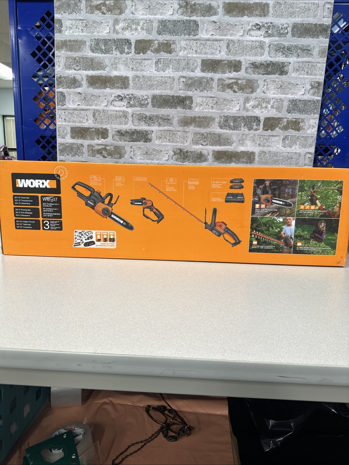 Worx WG937 -22" Hedge Trimmer, 5" Pruning Saw, 10" Cordless Chainsaw Combo Kit