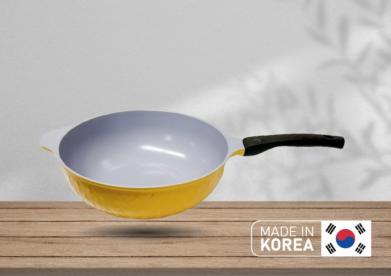 |MADE IN KOREA| 12.5" Ceramic Coating Interior and Exterior Cooking Wok, Pan Set