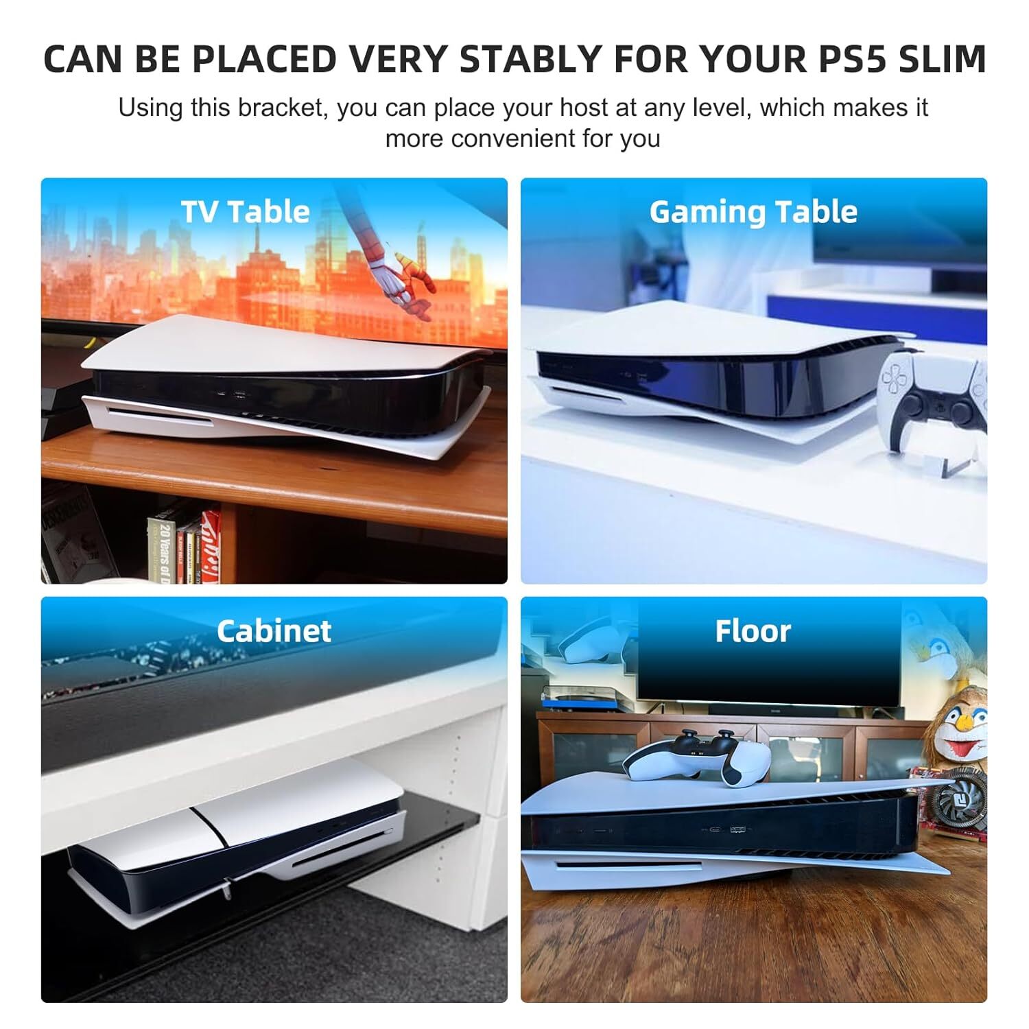 2pcs PlayStation 5 Slim Horizontal Feet Placement Bracket Holder for PS5 Console