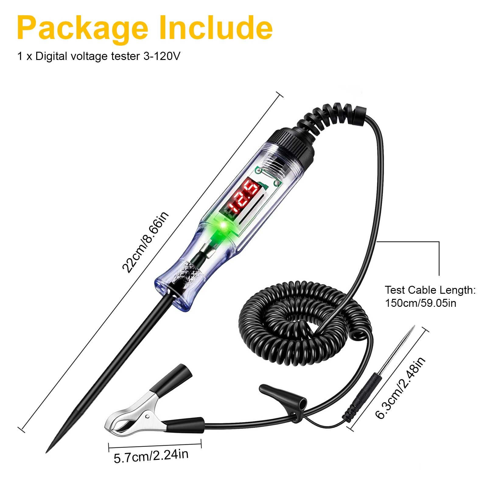 3V-120V Digital Automotive Circuit Tester LED Test Light Voltmeter Polarity Pen