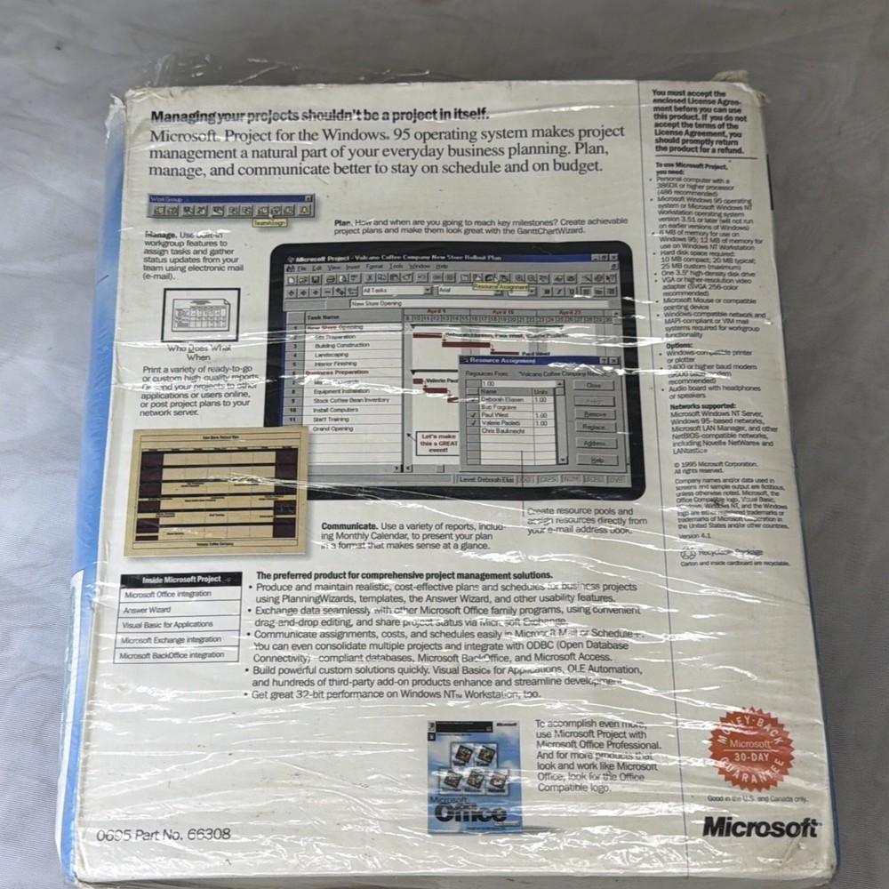 Rare Vintage Microsoft Project Designed for Windows 95 New / Open Box