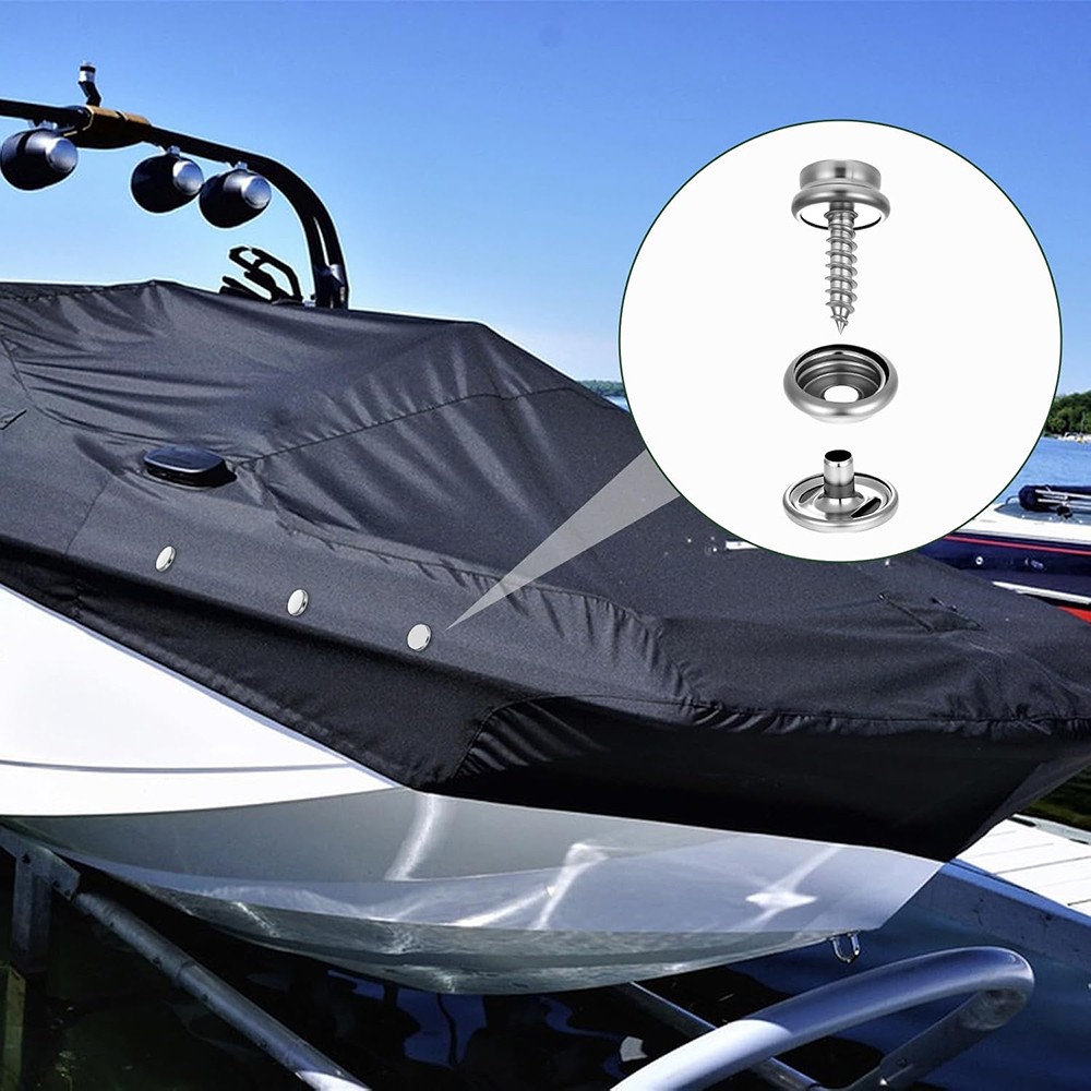120pc Stainless Steel Fastener Snap Press Stud Cap BUTTON Marine Boat Canvas Set