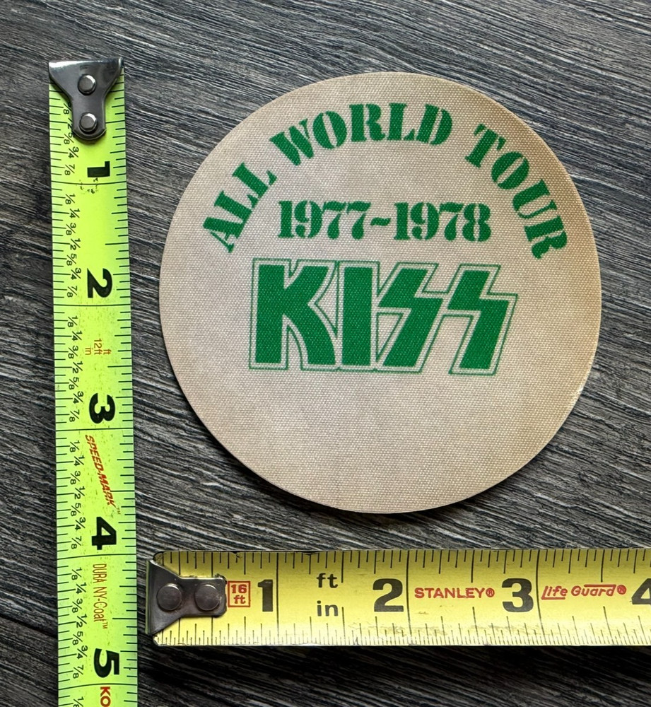 KISS Pass Satin Love Gun Alive 2 Tour 1977 1978 Round Green Vintage Kiss Aucoin