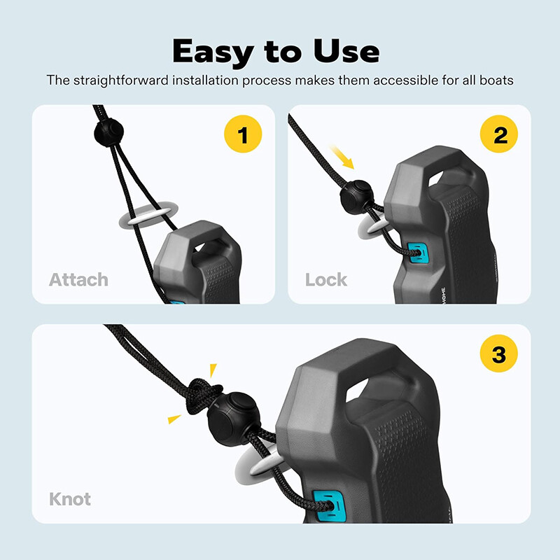 4 Pack EVA Boat Fenders Boat Bumpers for Docking Upgraded w/ Nylon Rope & Lock