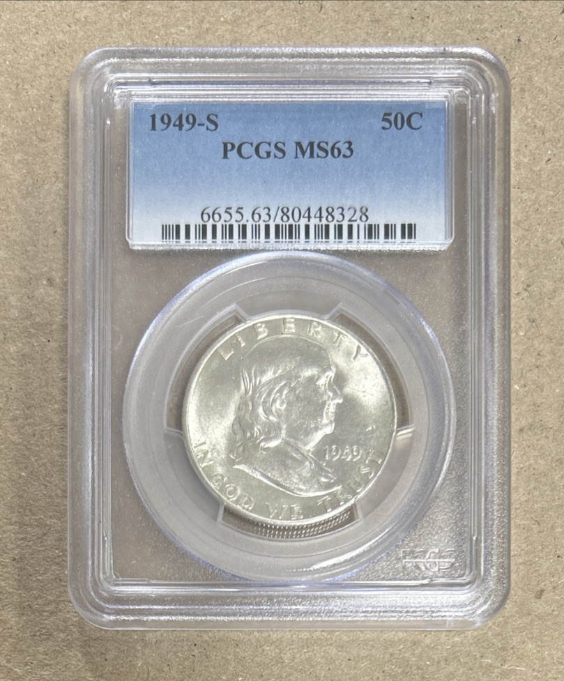 1949 S 50C Franklin Half Dollar PCGS MS63