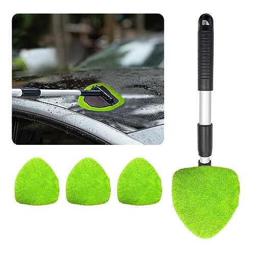Car Windshield Cleaner, Microfiber Auto Cleaning Wiper with Green-Triangle
