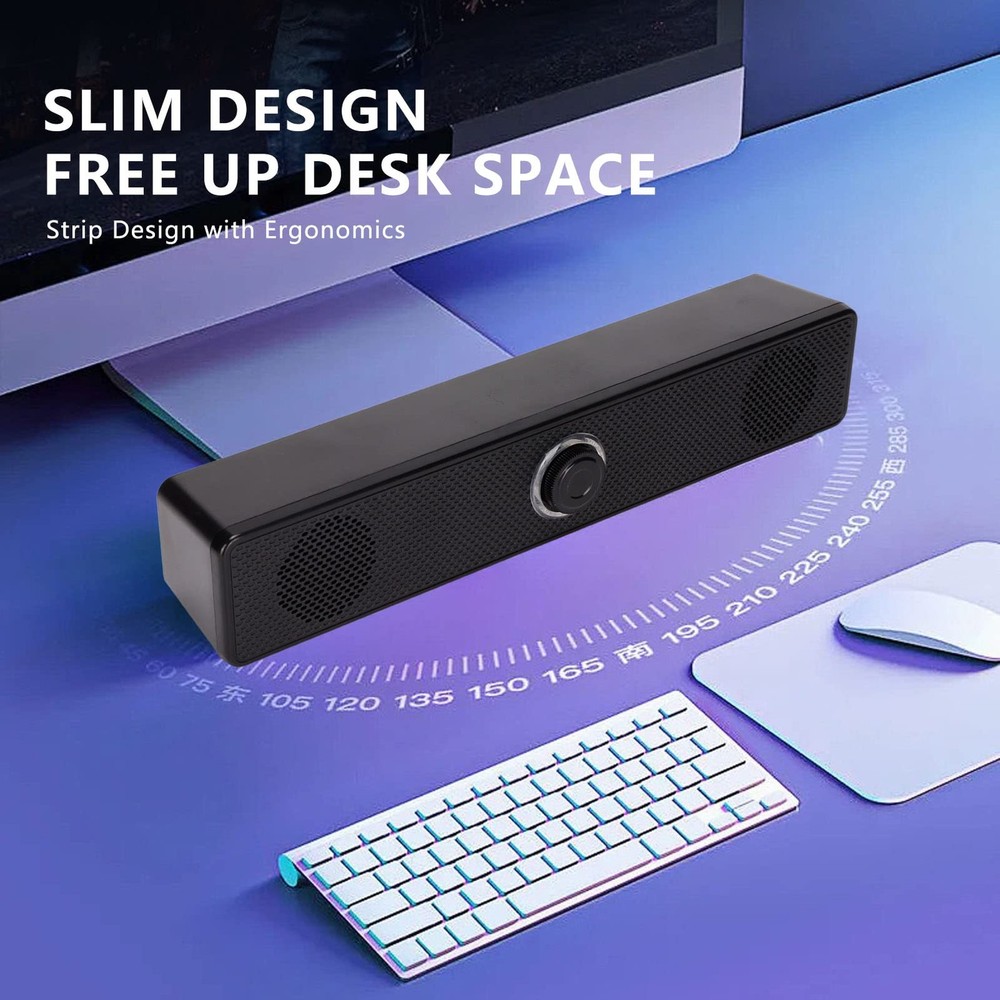 3.5mm Wired External Computer Laptop Speakers USB Powered Soundbar PC Tablet