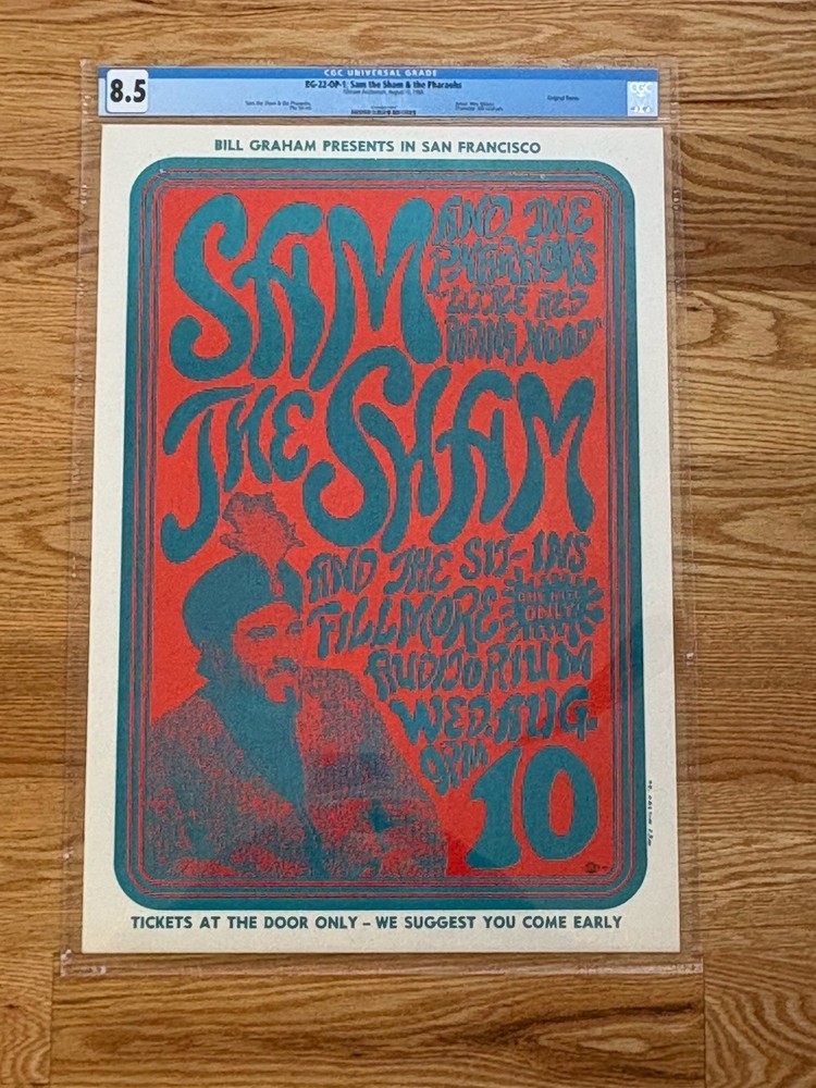 1966 BG-22 Sam The Sham Fillmore Auditorium Concert Poster CGC 8.5 Original