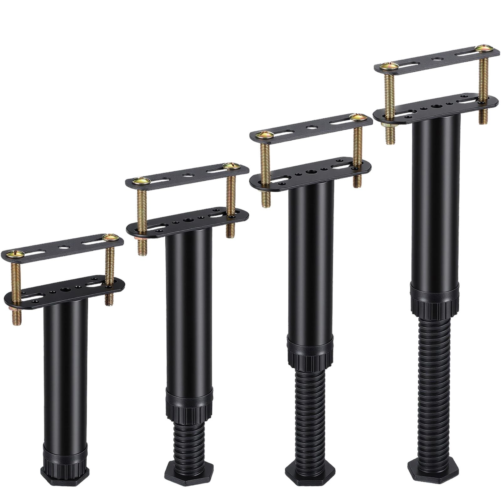Caeuiciw 4 Pcs Adjustable Height Bed Support Legs 7.08-12.6 inch Black