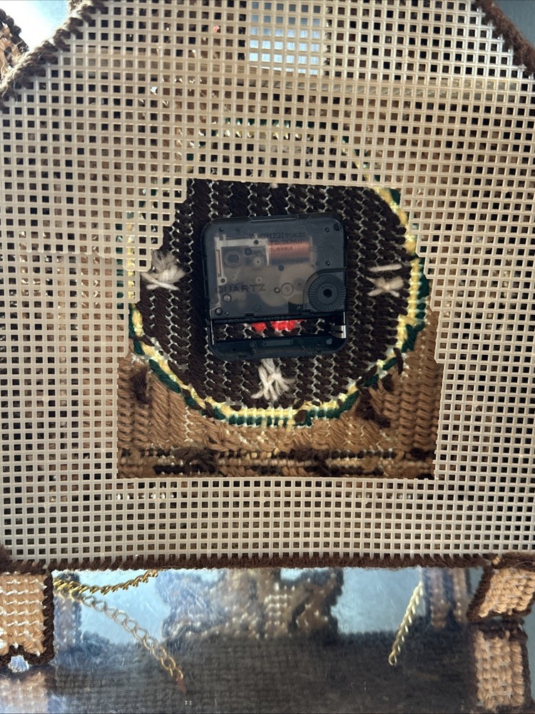 Vintage 13" x 11" Plastic Canvas Cuckoo Clock (unknown functionality)