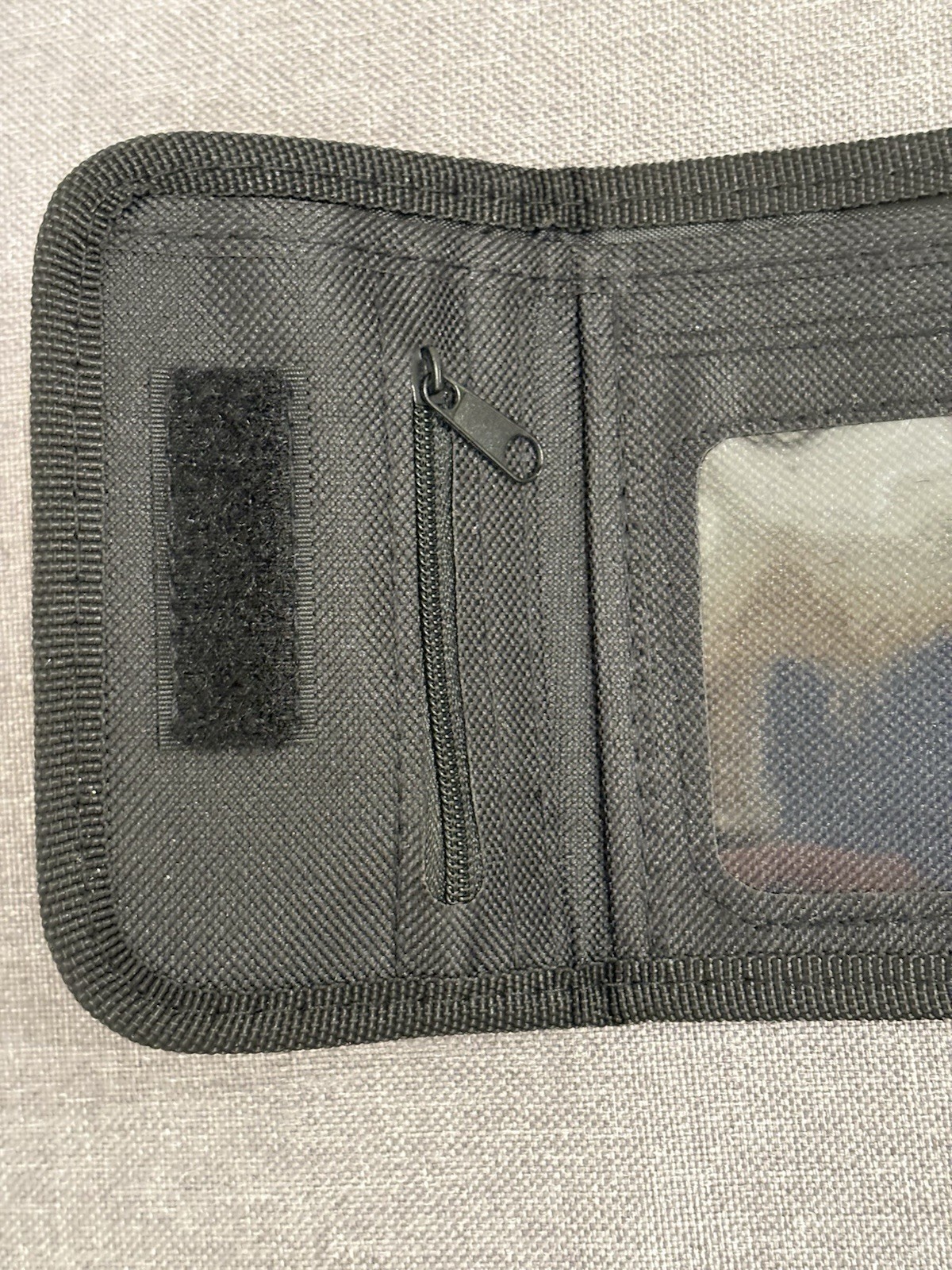 New Disney Mickey Mouse Black and Gold Canvas Trifold Wallet w/Zippered Pocket