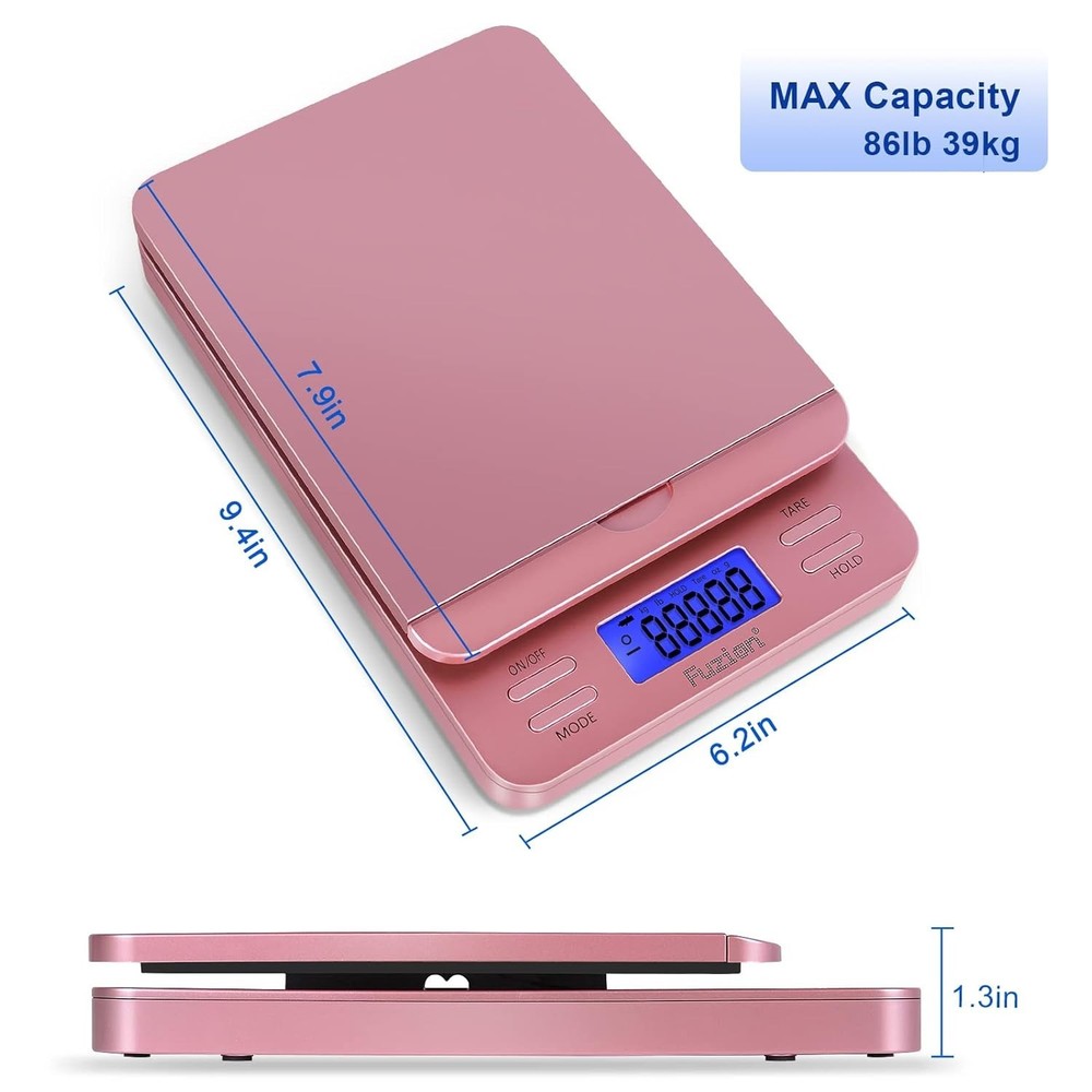 Versatile Package Scale with 5 Units - 86 lb Capacity, Tare & Hold Features