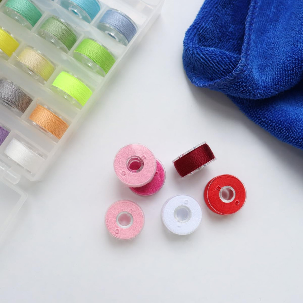 36 Pcs Bobbins and Sewing Threads with Bobbin Case, Assorted Colors Sewing Threa