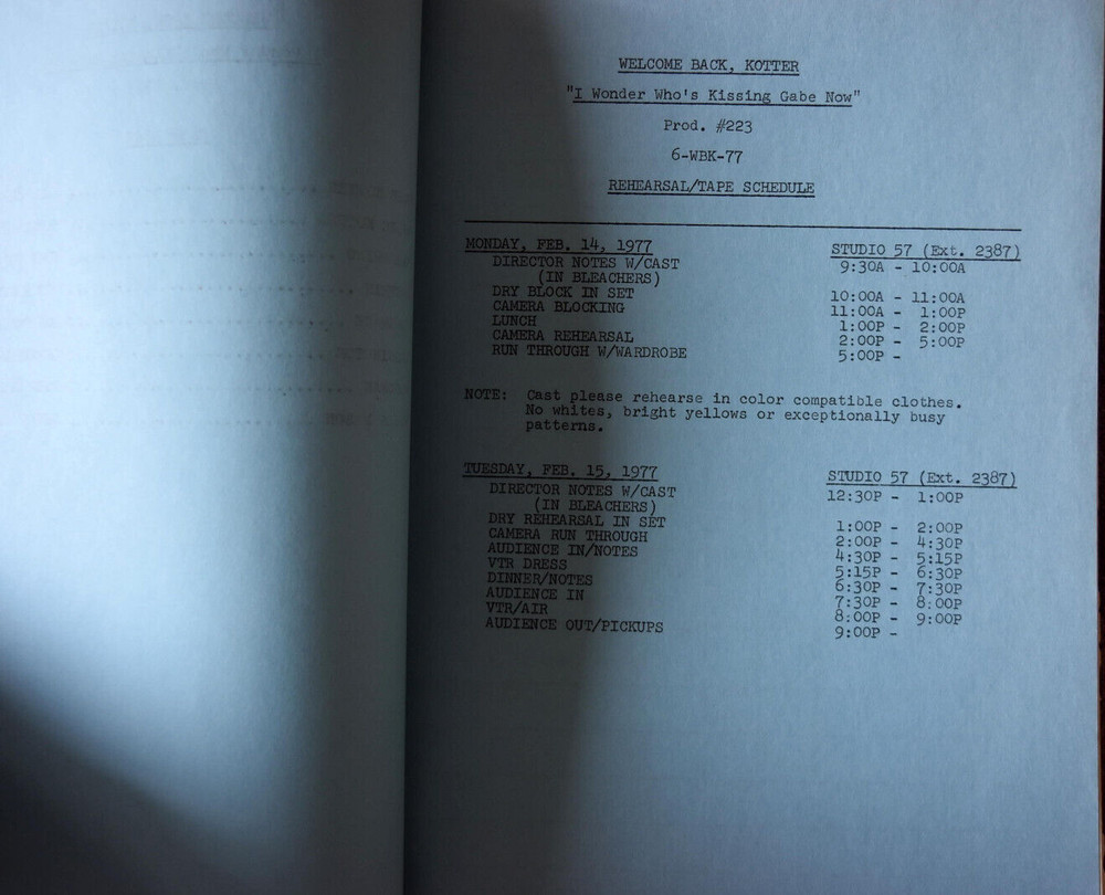 1977 Welcome Back Kotter Original Final Draft Script Screenplay