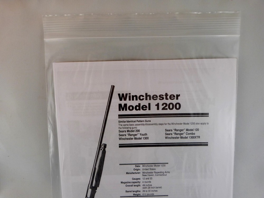 WINCHESTER MODEL 1200 SHOTGUN BREAK DOWN INSTRUCTION KIT b