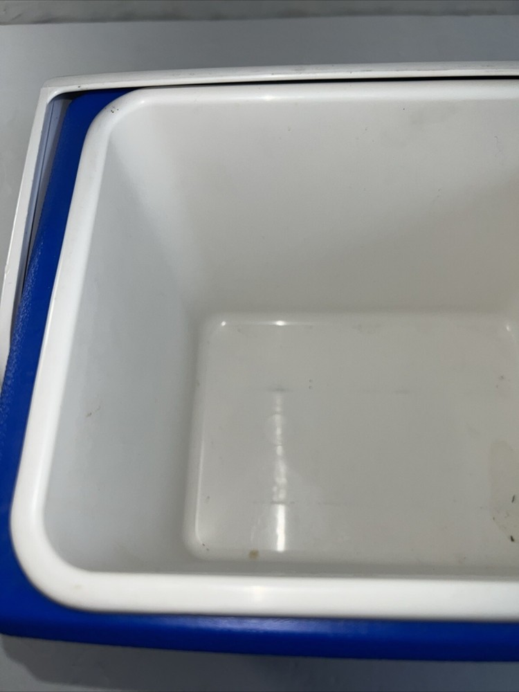 Vintage Blue & White Mini Mate Cooler By Igloo With Push Button Open