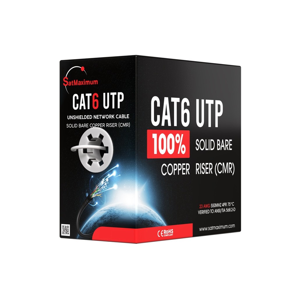 Bulk CAT6 ETL Rated Cable 1000ft 500ft Riser CMR Solid Bare Copper RJ45 Ethernet