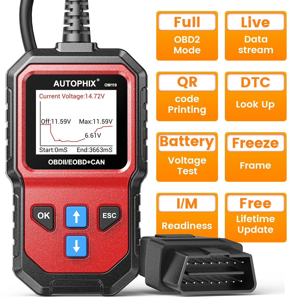 AUTOPHIX OM119 Check Engine Light OBD2 Scanner Diagnostic Tool Code Reader Car
