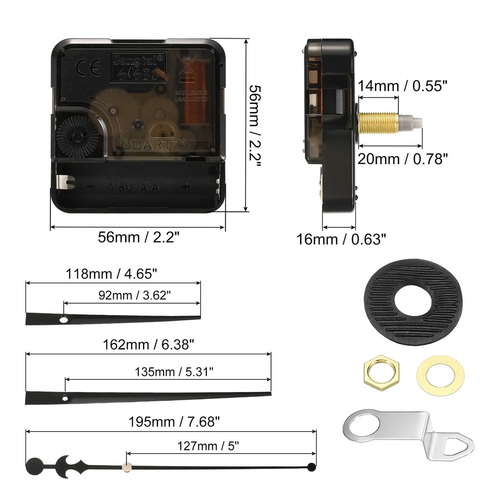 Clock Mechanism Replacement, 2Set Quartz Clock Mechanism DIY Wall Clock, Black