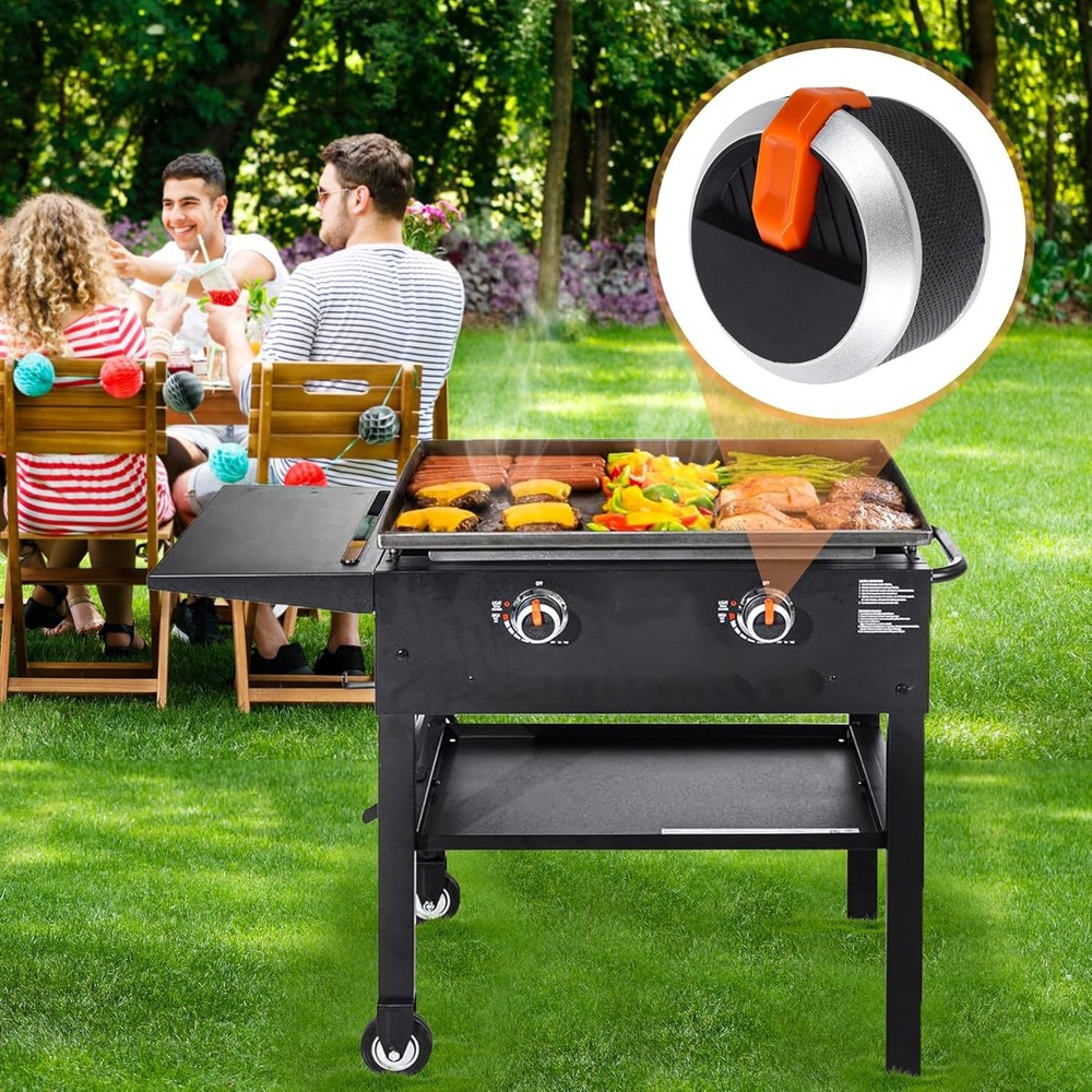 Gas Griddle Grill Orange Knobs Replacement for Blackstone, 2 Burner Control Knob