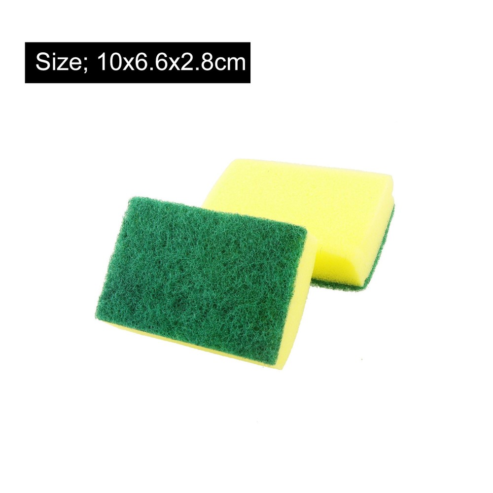 Green Yellow Rectangle Kitchen Dish Scouring Sponge Scrub Pad