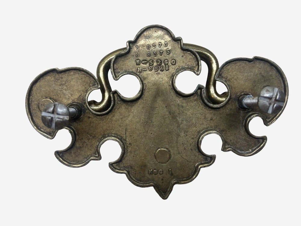 Brass Drawer Pull Chippendale Batwing Drop Pull Pine Cone KCB Keeler Vtg 4.5"