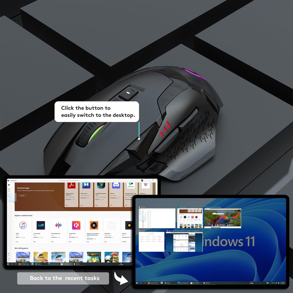 Wireless Bluetooth Mouse for Laptop Thumb Rest Ergonomic - 4000DPI Rechargeab...