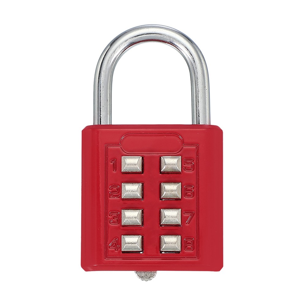 Push Button Combination Padlock 8-Digit 4-Position Lock Red