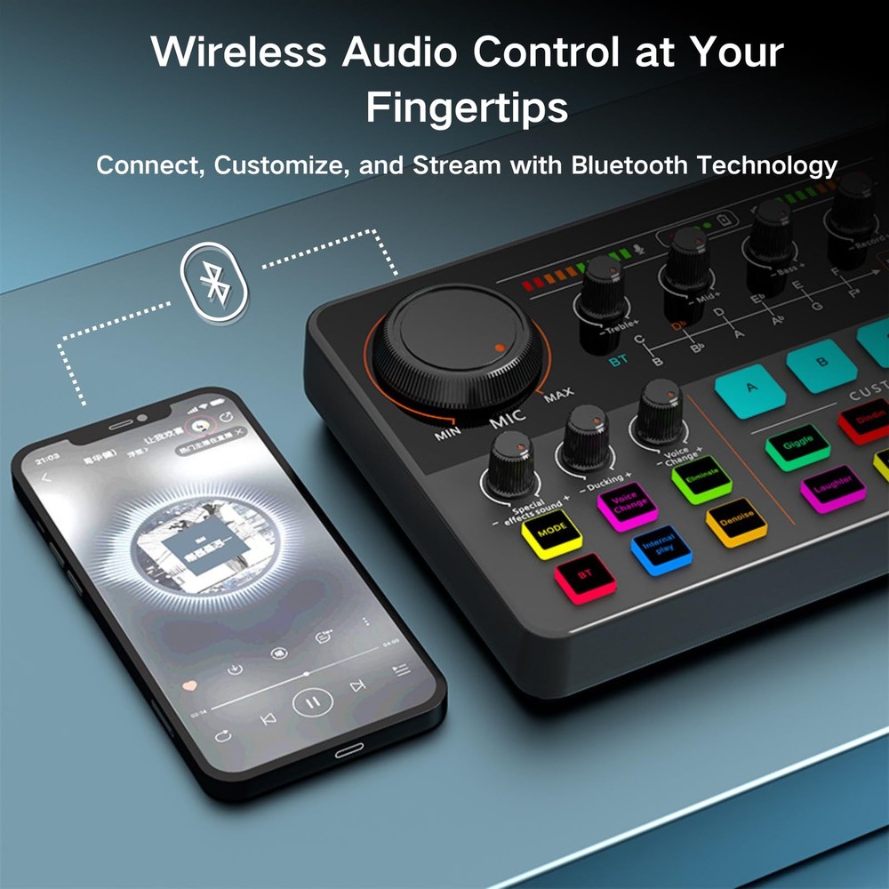 Audio Interface for Beginners - Streaming Podcast Mixer with -preamp, 48V Pha...