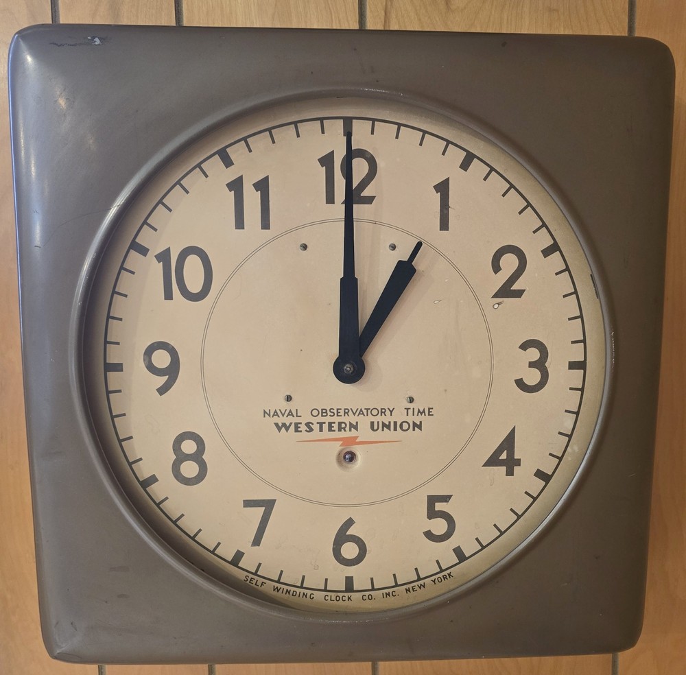 Self Winding Clock Co. Naval Observatory Time Western Union Square Wall