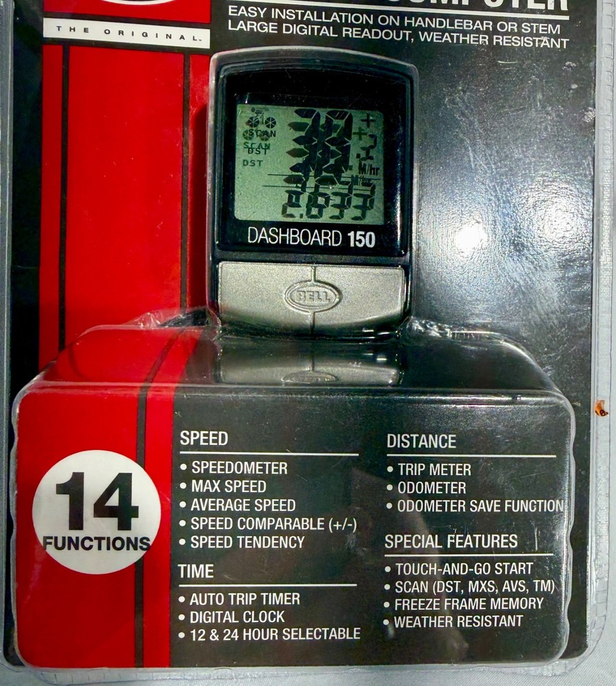 Bell Dashboard Bicycle Computer Speedometer Trip Timer~14 Functions~NIP!