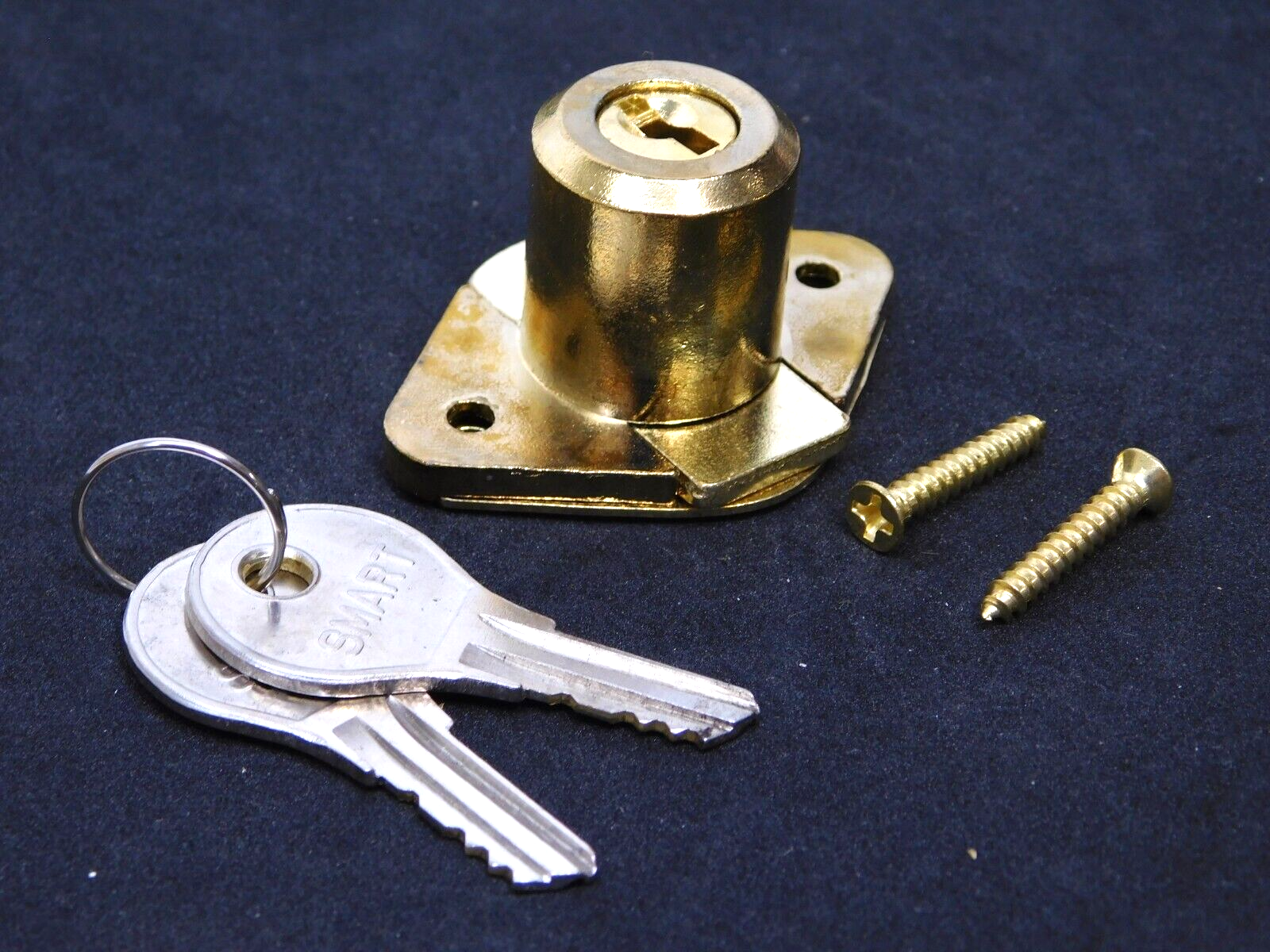 DESK OFFICE DRAWER CABINET LOCK BRASS 7/8"DIA x7/8"L Cylinder Keyed Different HN