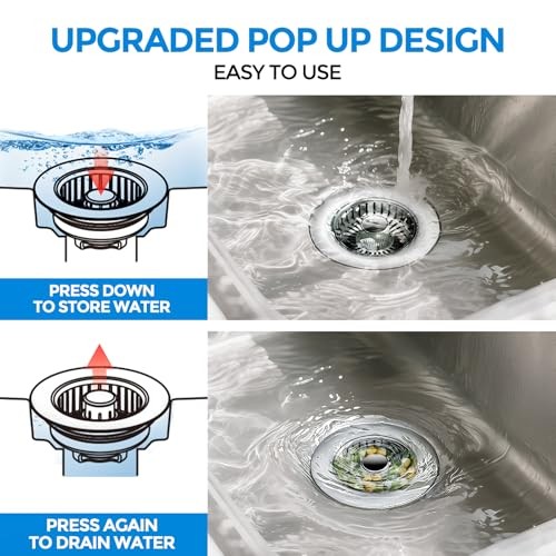 Kitchen Sink Drain Strainer - Kitchen Sink Stopper,Stainless Chrome Silver