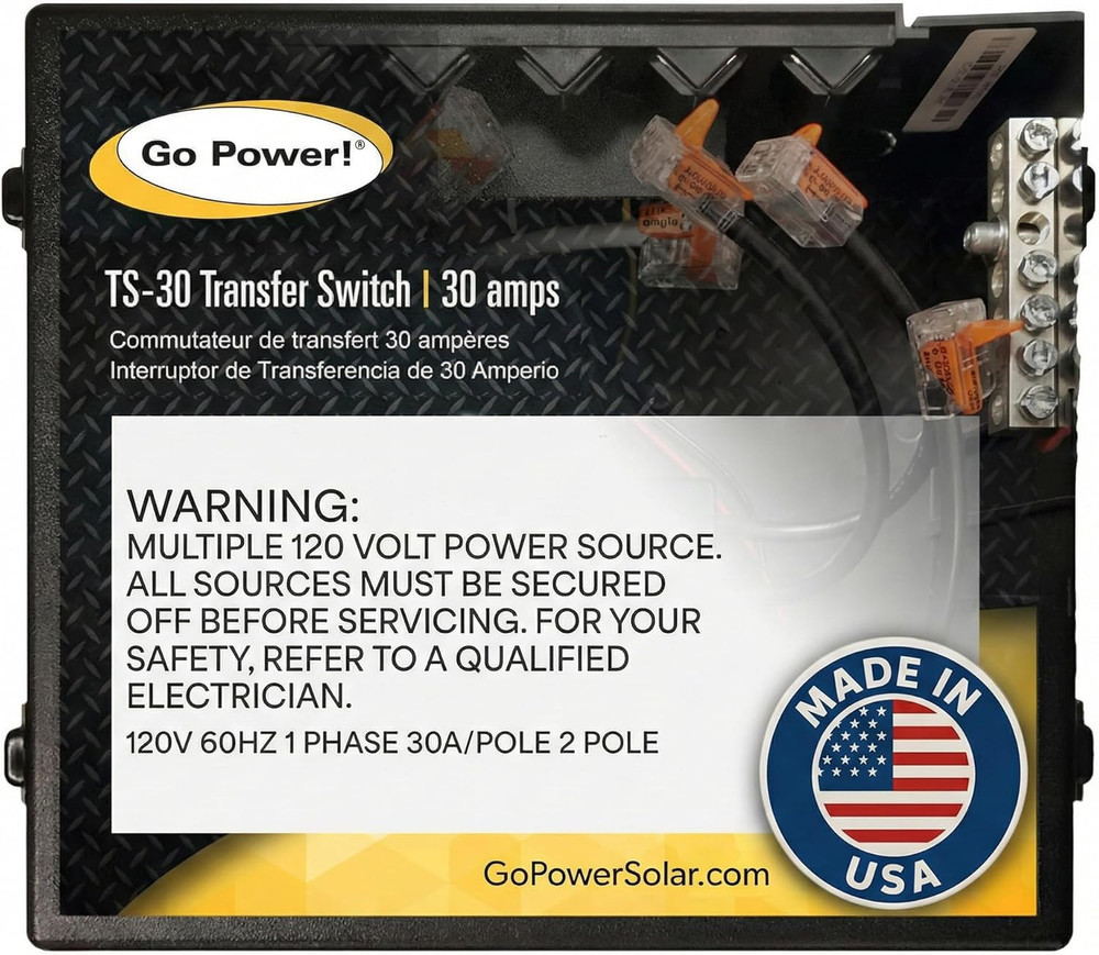 Go Power TS-30 30 Amp Automatic Transfer Switch, Dual Source Compatibility, Gene