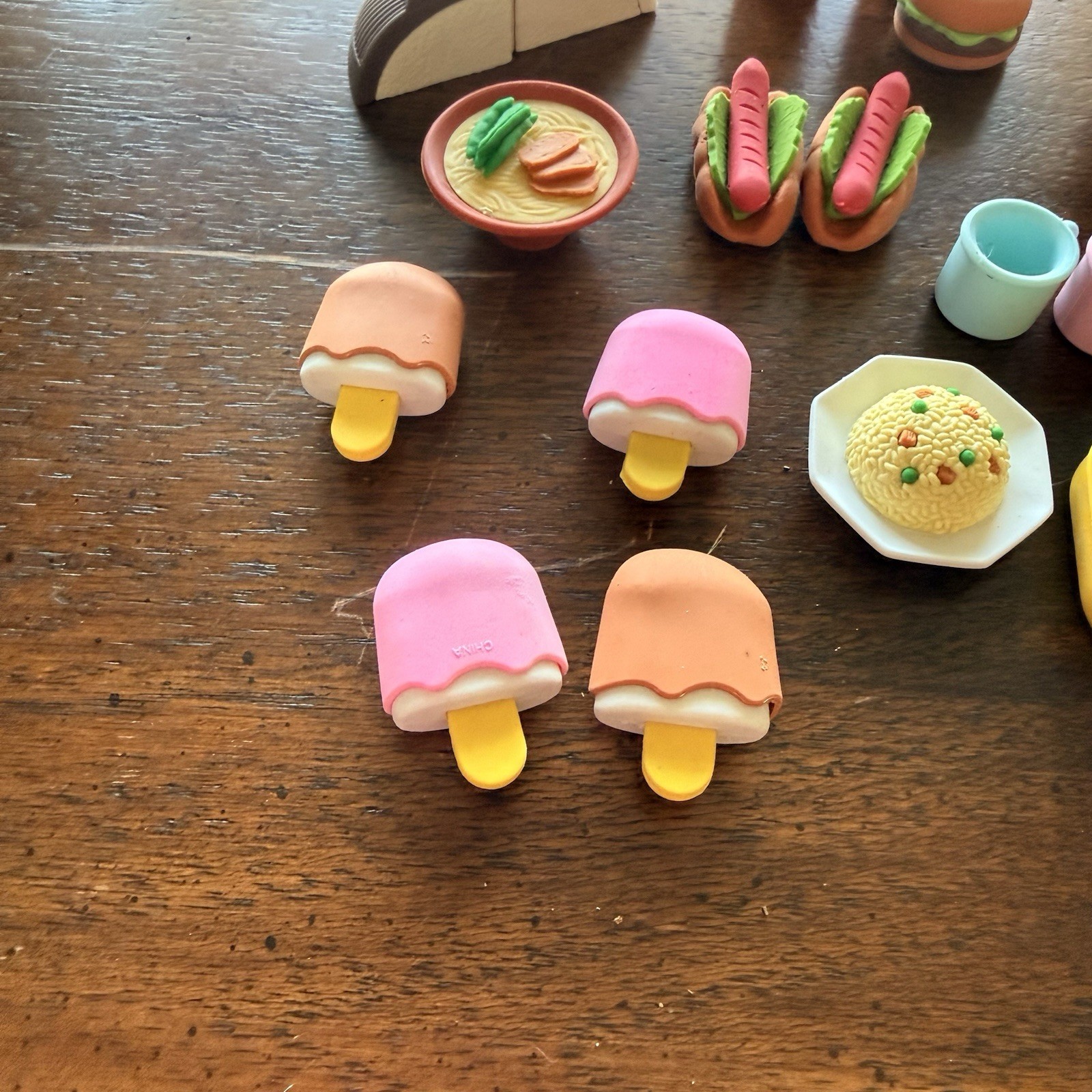 Lot of Mini Food Erasers Burgers Fries Ice Cream Cake Sandwich Popsicles & More