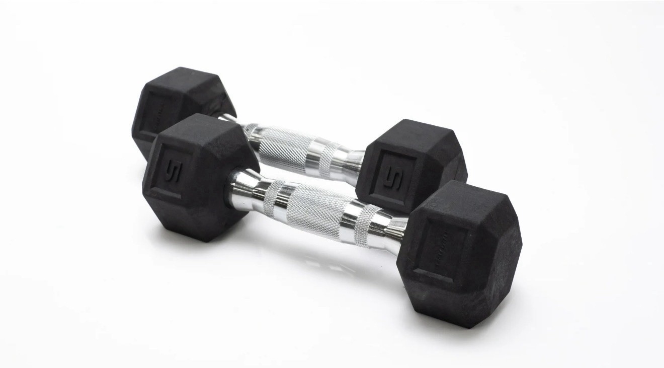 5 lb Pair Rubber Coated Hex Dumbbell Set, 10 Pounds Total New