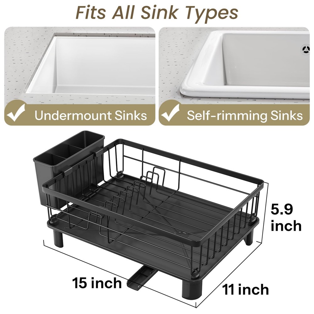 Dish Drying Rack - Space-Saving Dish Rack for Kitchen Counter, Stainless Stee...