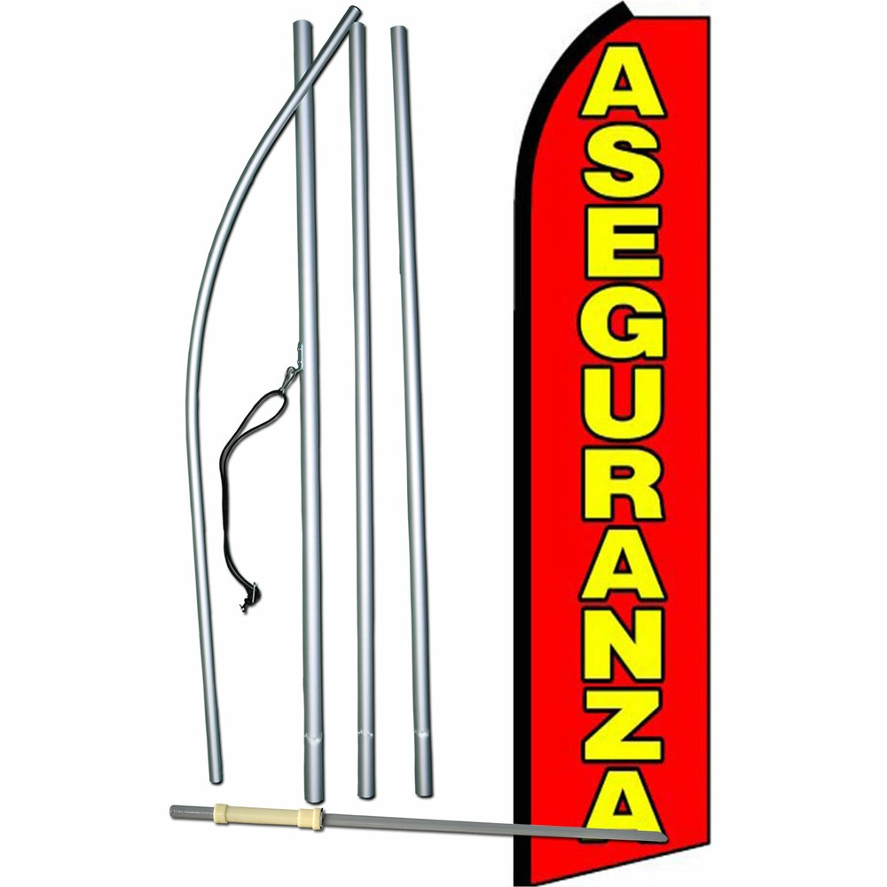 Aseguranza Insurance Flag Flutter Feather Banner Swooper Bundle COMPLETE Kit