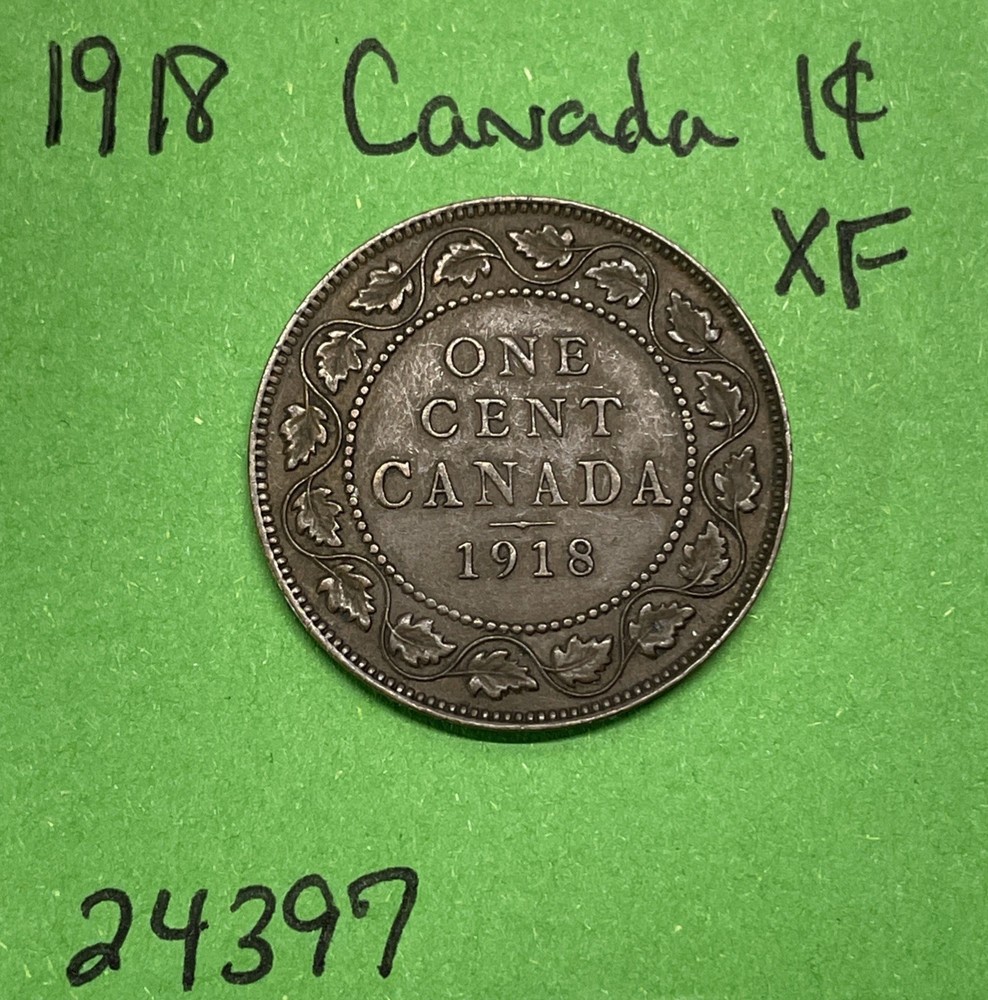 1918 Canada 🇨🇦 George V. Large Cent Xf Extra Fine