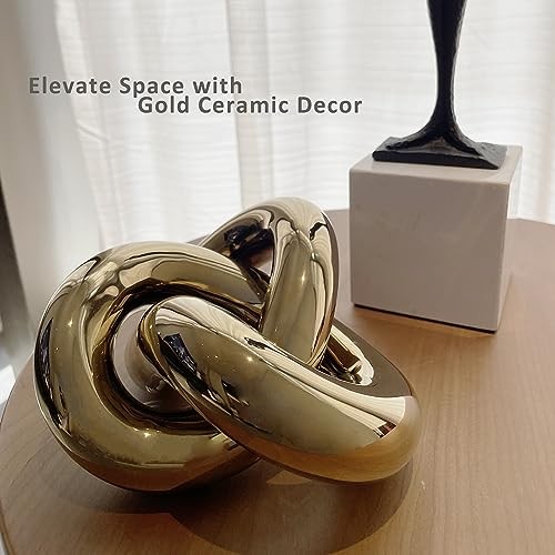 Ceramic Knot Décor Coffee Table Decor, Multi-Angle Abstract Geometric Gold